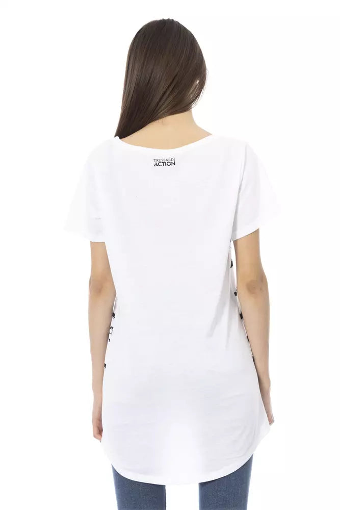 Trussardi Action Weißes Damen-T-Shirt aus Baumwolle