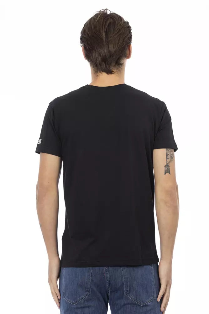 Trussardi Action Schwarzes Baumwoll-T-Shirt für Herren