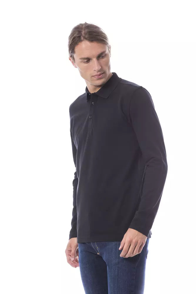 Verri Schwarzes Baumwoll-Poloshirt für Männer mit langen Ärmeln