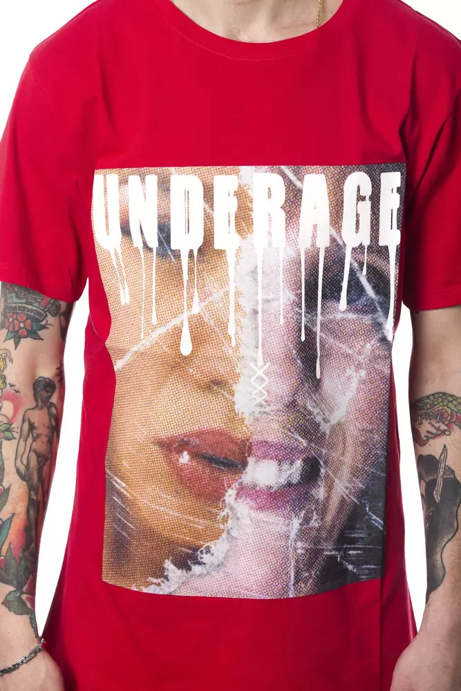 Nicolo Tonetto Rotes Herren-T-Shirt aus Baumwolle