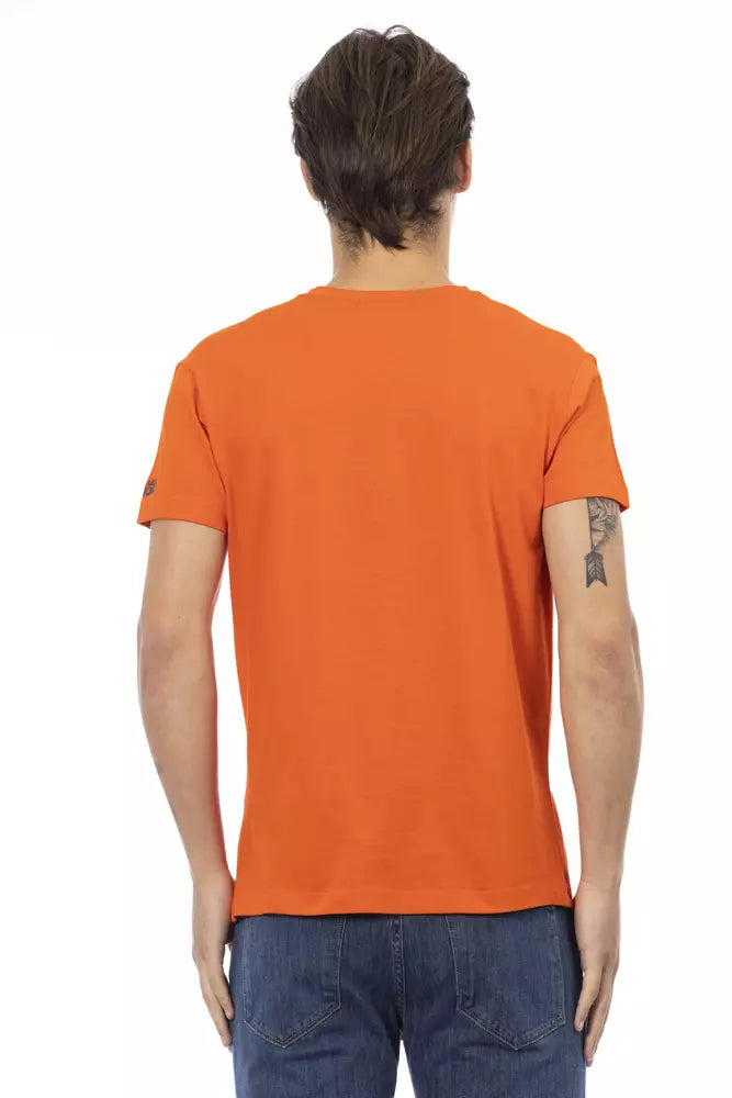 Trussardi Action Oranges Baumwoll-T-Shirt mit V-Ausschnitt für Herren