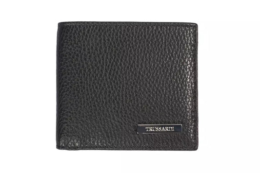 Trussardi Schwarzes Leder-Portemonnaie für Herren