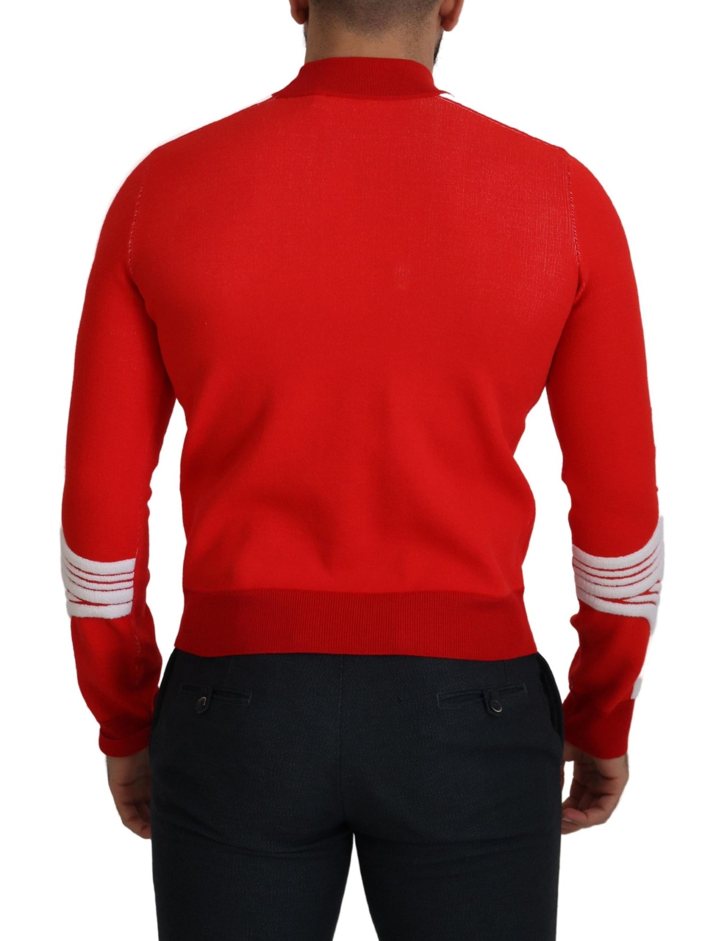 GCDS Roter Wollpullover mit Logo bedruckter Rundhalsausschnitt für Männer Pullover
