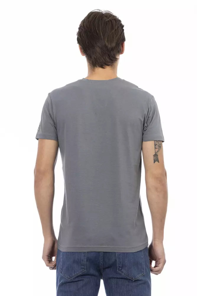 Trussardi Action Graues Herren T-Shirt aus Baumwolle