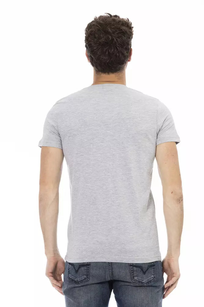 Trussardi Action Graues Herren-T-Shirt aus Baumwolle