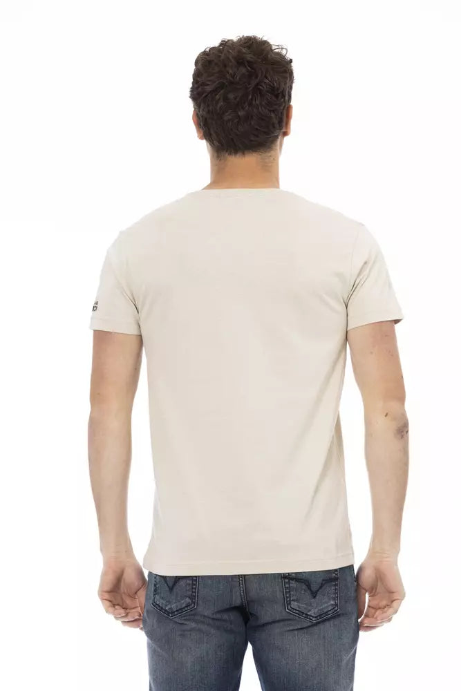 Trussardi Action Beigefarbenes Herren-T-Shirt aus Baumwolle