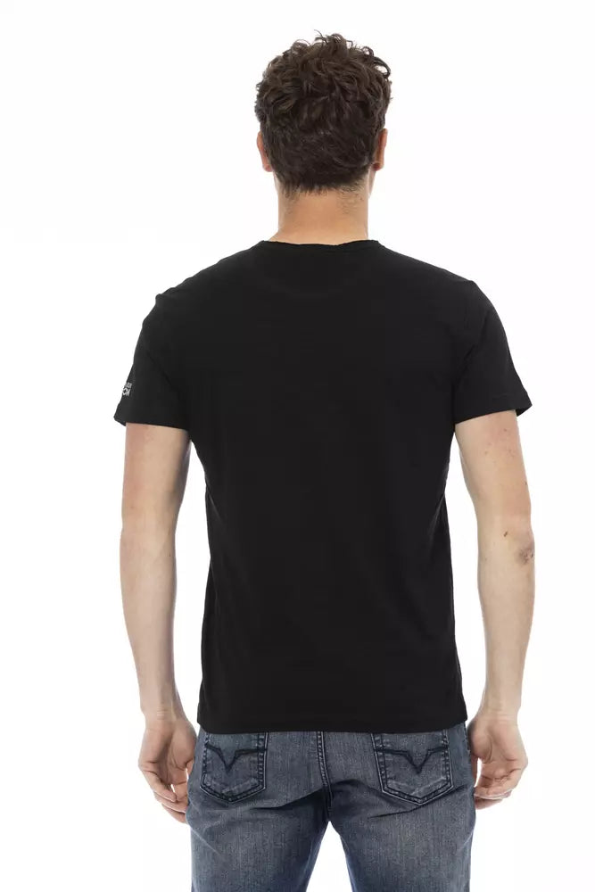 Trussardi Action Schwarzes Baumwoll-T-Shirt für Herren