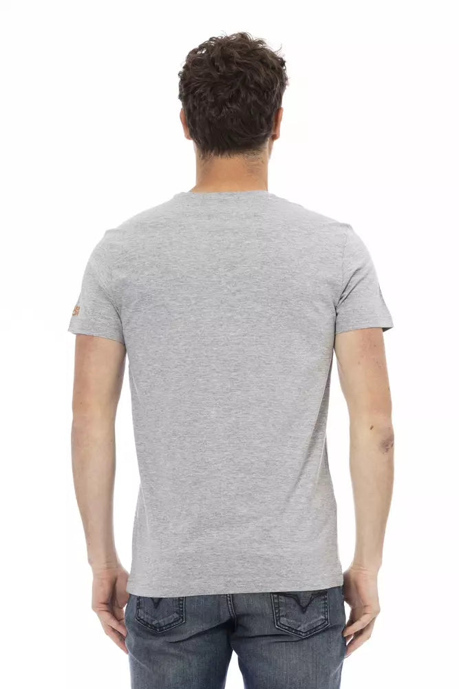 Trussardi Action Graues Herren T-Shirt aus Baumwolle