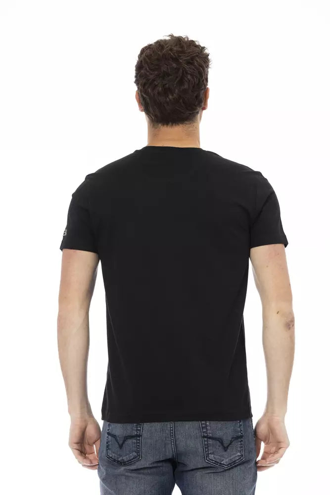 Trussardi Action Schwarzes Baumwoll-T-Shirt für Herren