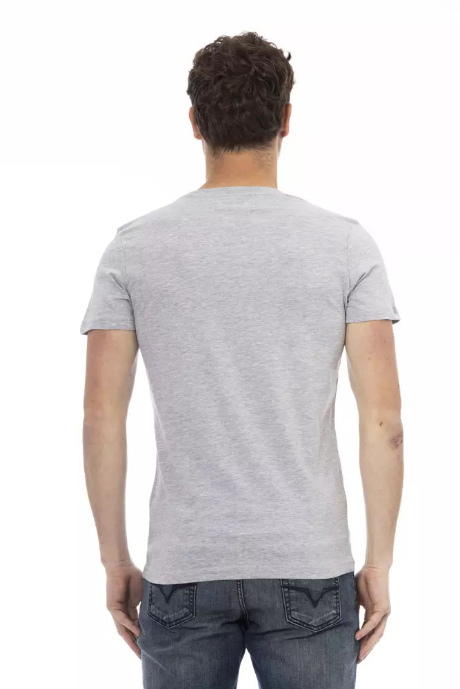 Trussardi Action Graues Herren T-Shirt aus Baumwolle