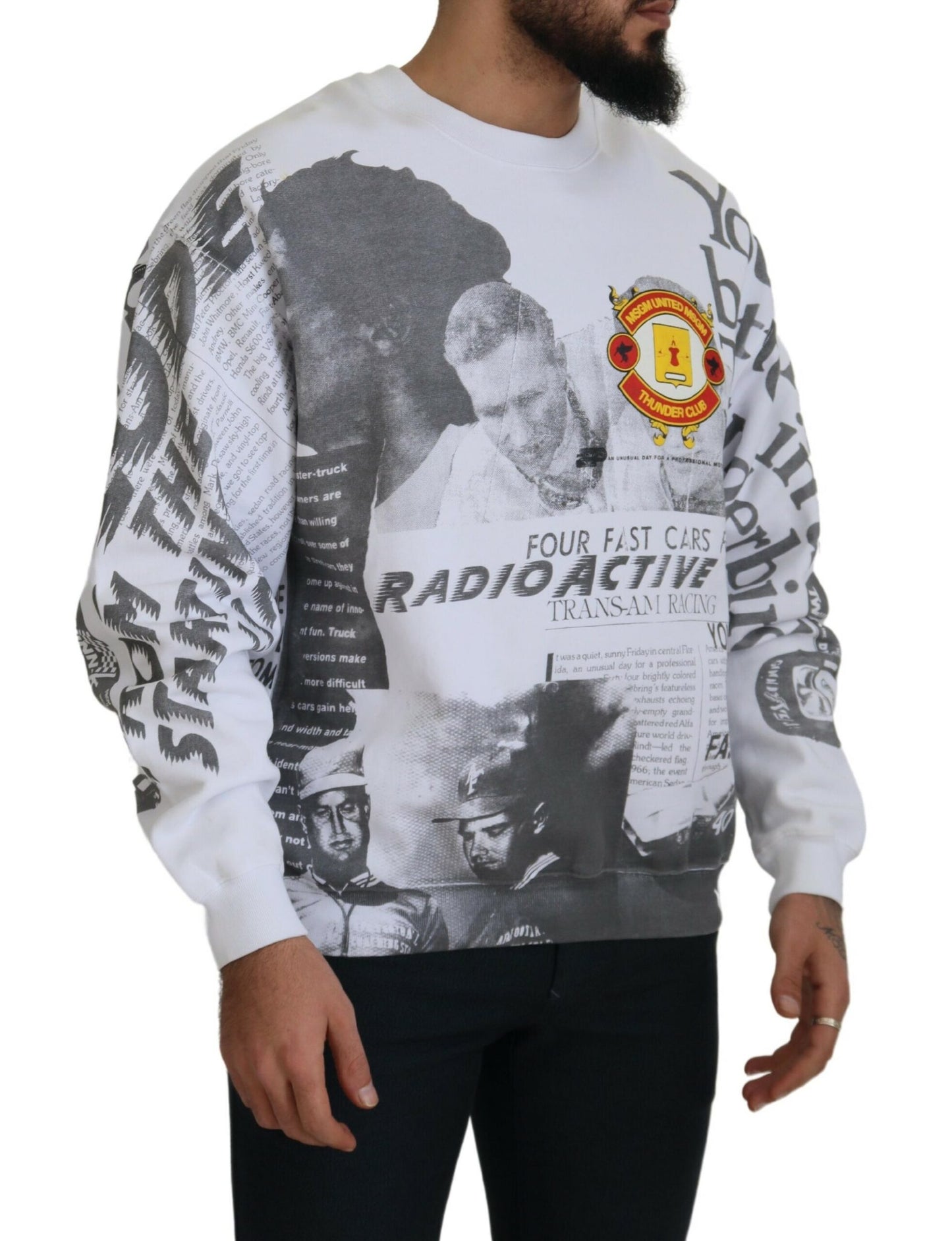 MSGM Weißer Baumwoll-Crewneck-Pullover Pullover