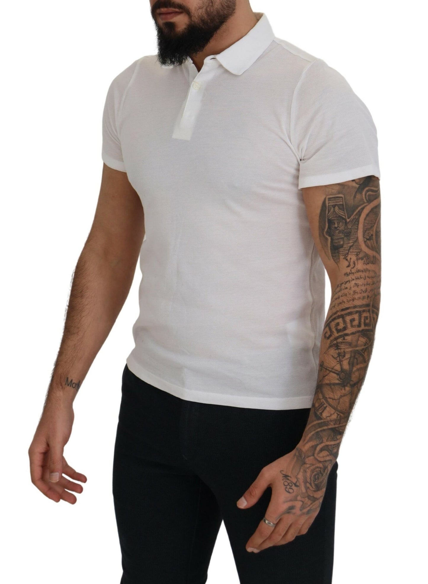 FRADI Weißes Baumwoll-Polo-T-Shirt mit Kragen und kurzen Ärmeln
