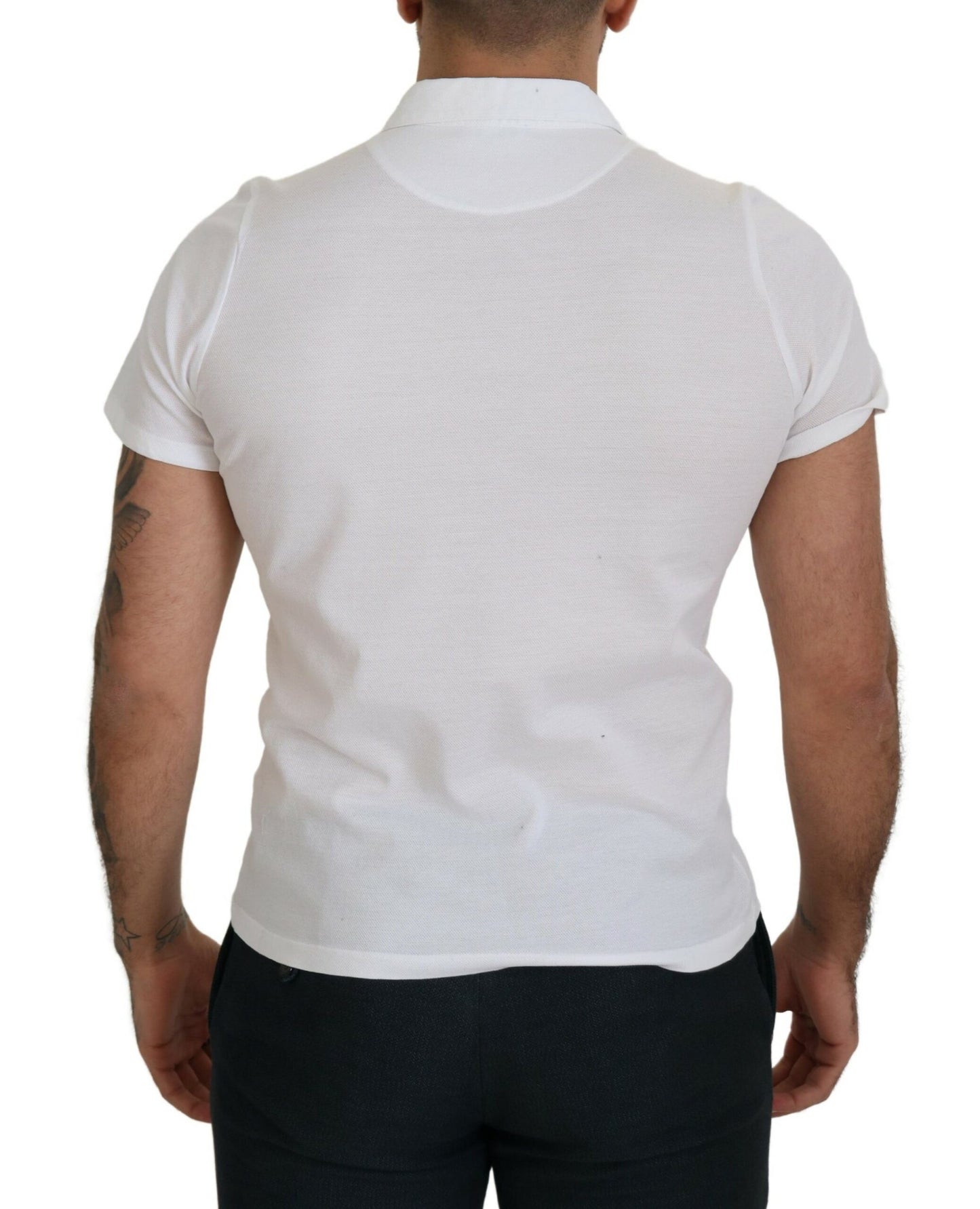 FRADI Weißes Baumwoll-Polo-T-Shirt mit Kragen und kurzen Ärmeln
