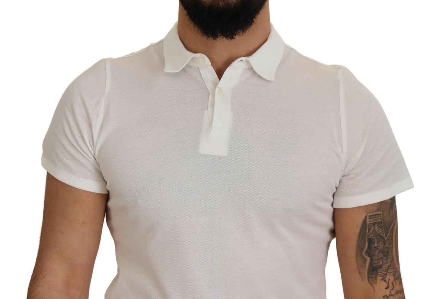 FRADI Weißes Baumwoll-Polo-T-Shirt mit Kragen und kurzen Ärmeln