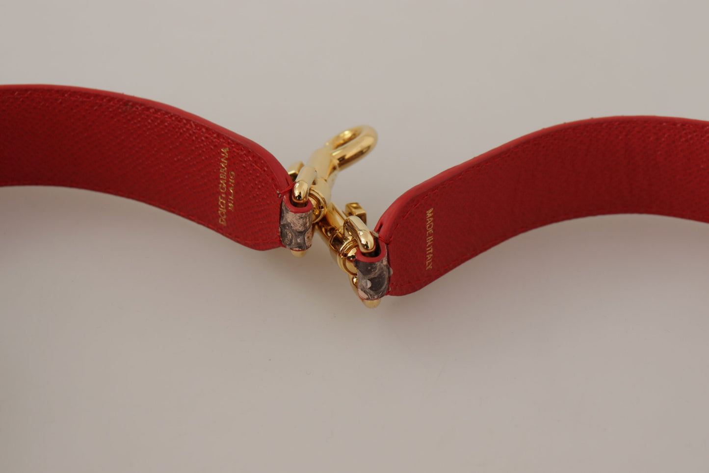 Dolce & Gabbana Brauner Pythonleder-Schulterriemen mit Kristallen