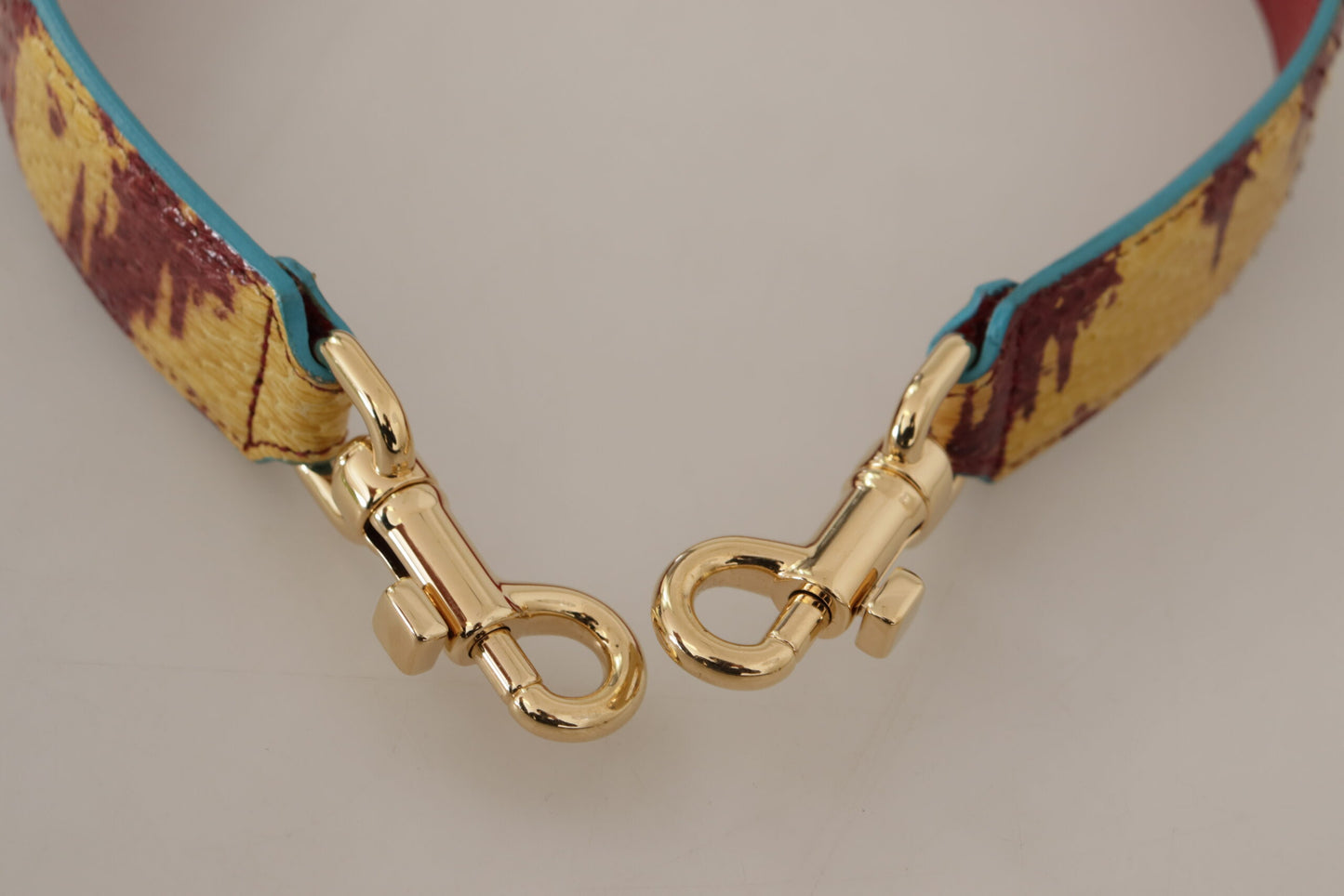 Dolce & Gabbana Gelbes Rotes Leder Goldfarbener Schulterriemen