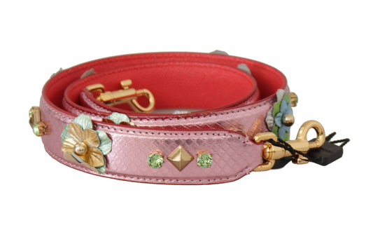 Dolce & Gabbana Metallischer rosa Leder-Nieten-Schulterriemen