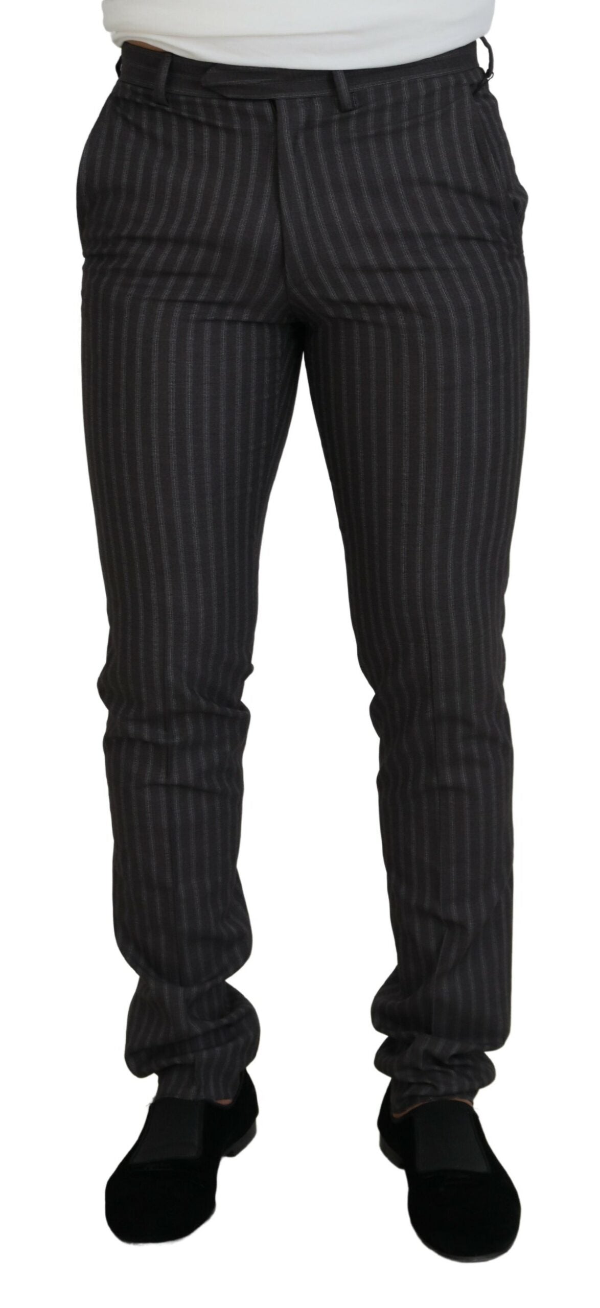 BENCIVENGA Braun gestreift Slim Fit Herrenhosen