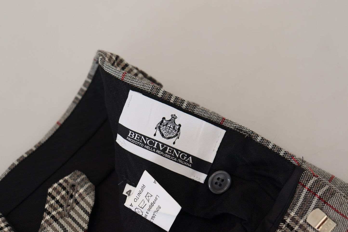 BENCIVENGA Graue karierte Skinny-Hose für Männer