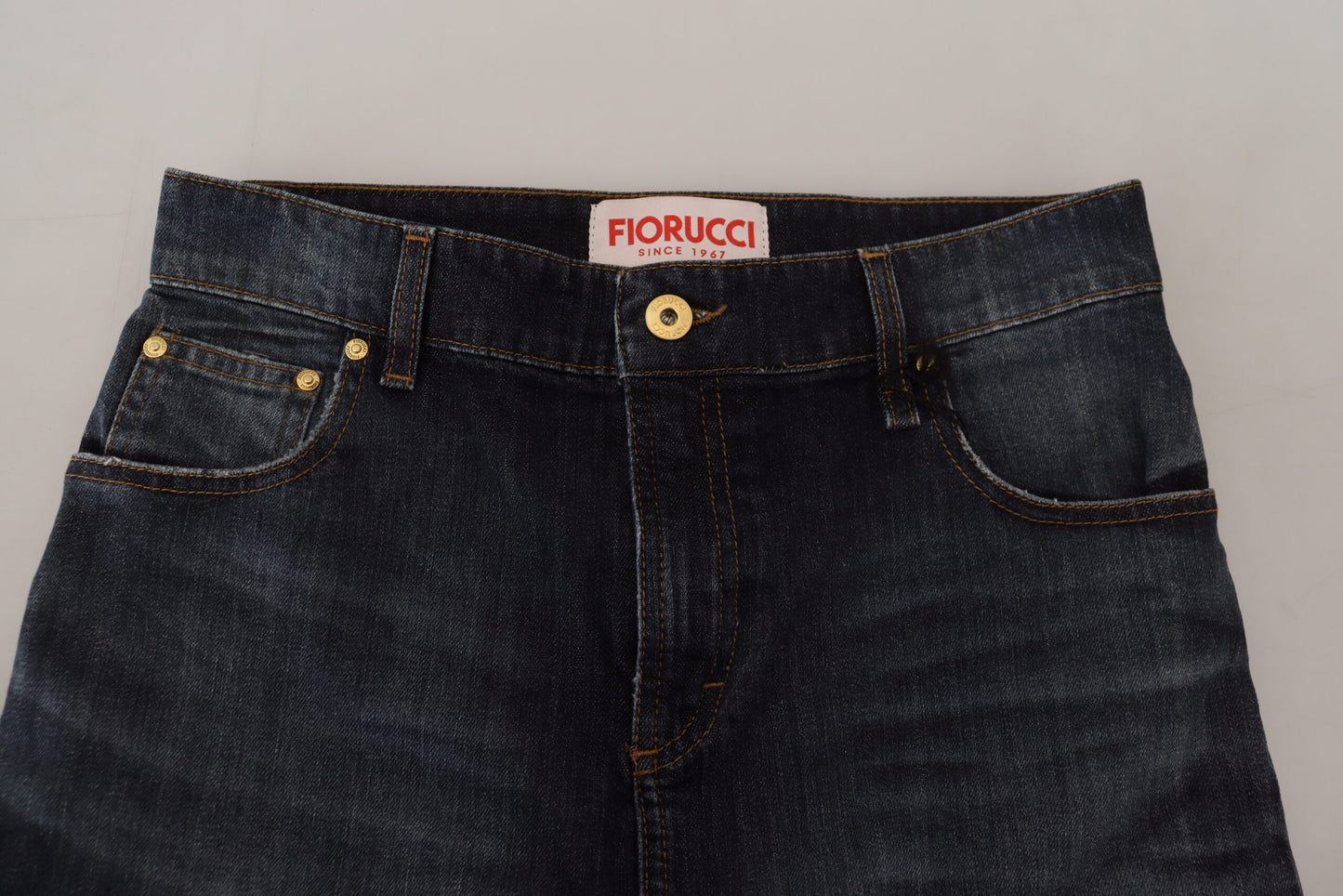 Fiorucci Dunkelblau gewaschener Denimrock mit mittlerer Taille und Bleistiftschnitt