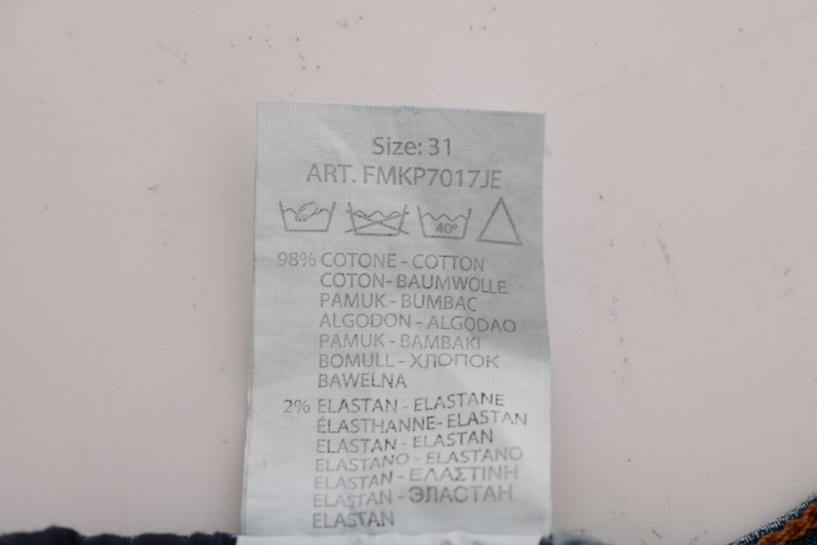 Frankie Morello Blaue Waschung Zerrissene Dunfermile Slim Fit Jeans