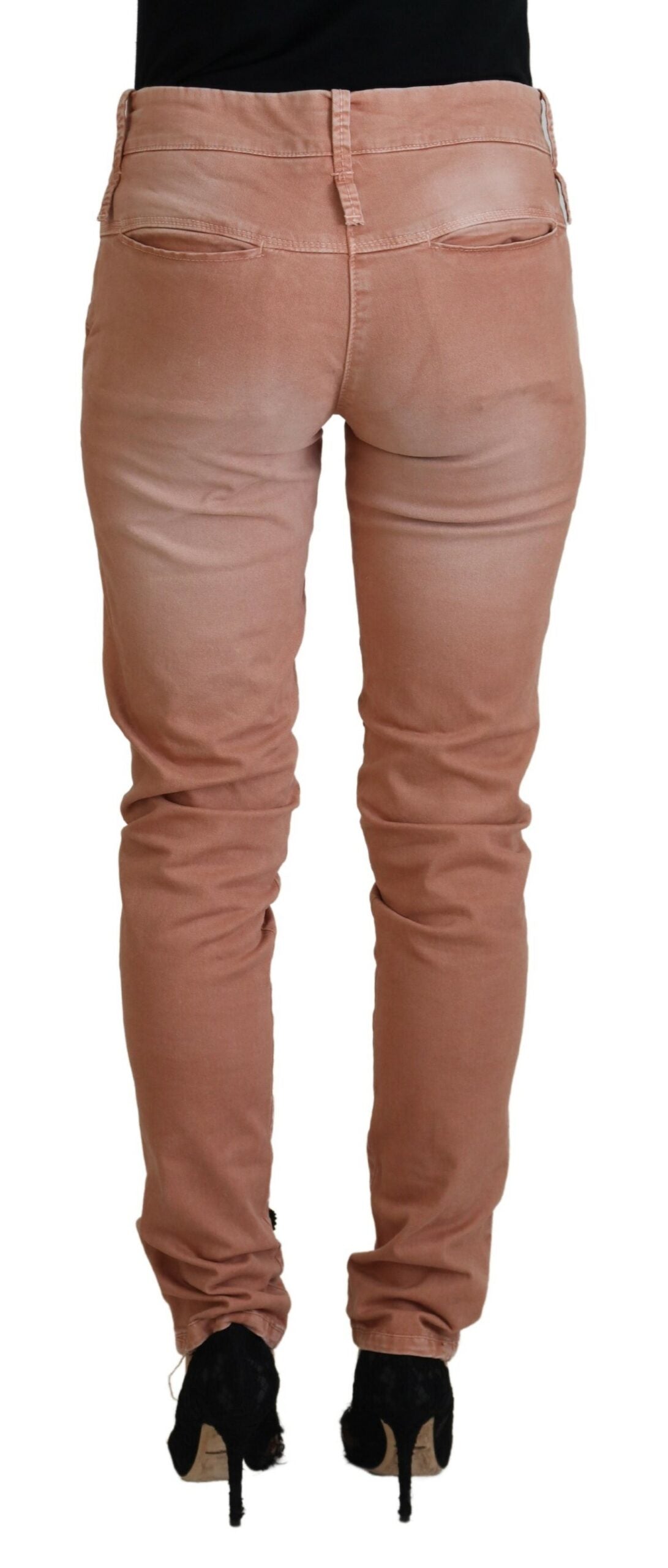 Acht Rosa Mid Waist Slim Fit Damen Freizeithosen