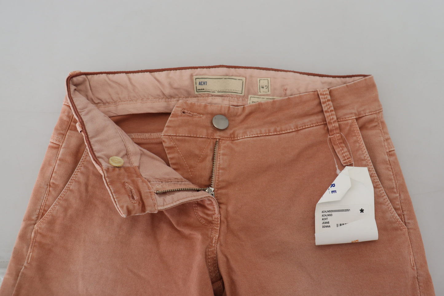 Acht Rosa Mid Waist Slim Fit Damen Freizeithosen