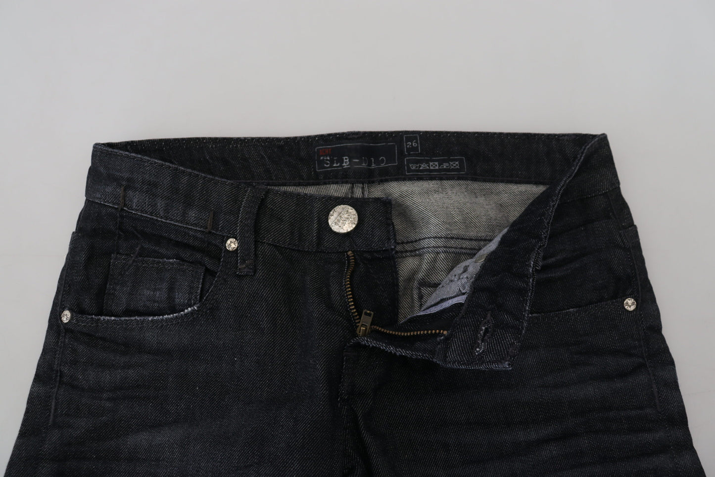 Acht Schwarze Baumwolle mit niedriger Taille Slim Fit Damen Casual Denim Jeans
