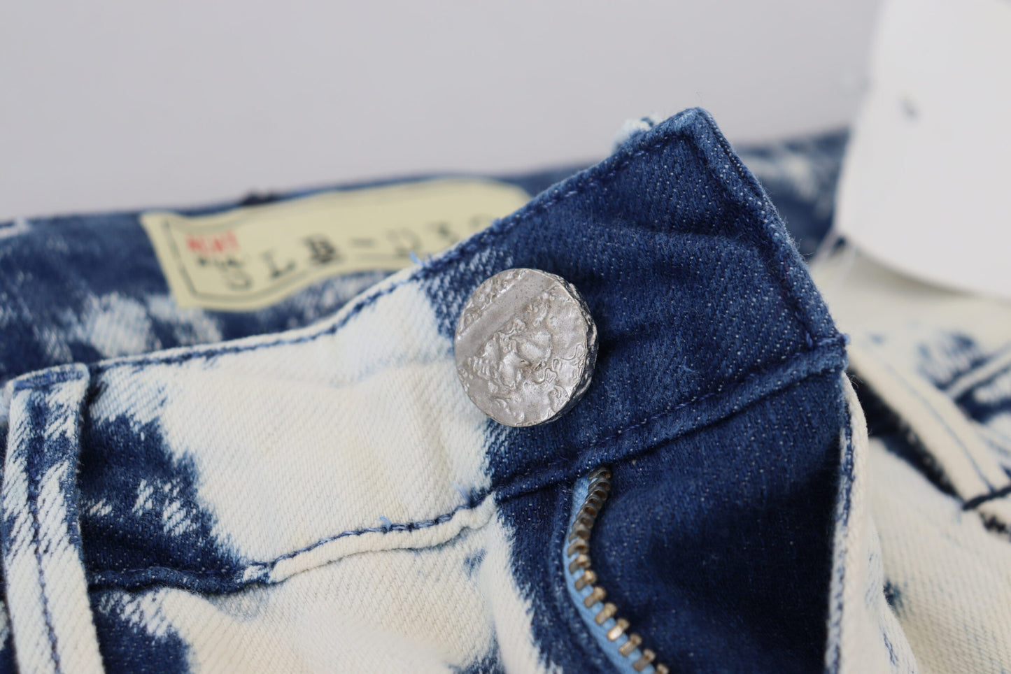 Acht Weiß Blau Baumwolle Skinny Frauen zerfleddert Denim Jeans