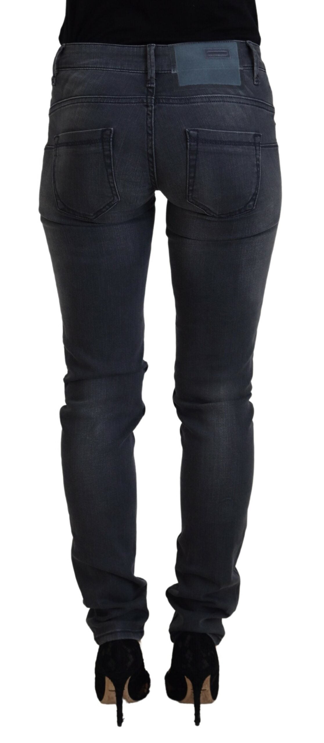 Acht Graue Baumwolle Skinny niedrige Taille Frauen Casual Denim Jeans
