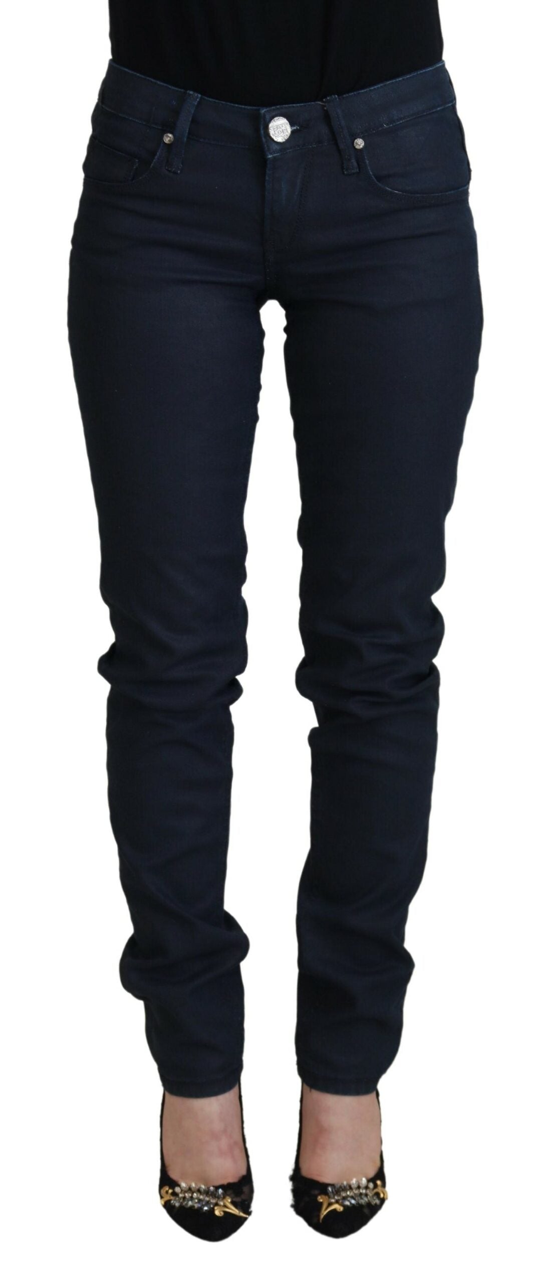 Acht Blaue Baumwolle Skinny niedrige Taille Frauen Casual Denim Jeans