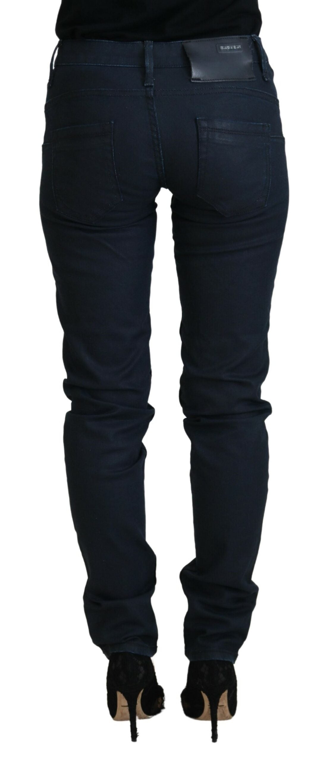 Acht Blaue Baumwolle Skinny niedrige Taille Frauen Casual Denim Jeans