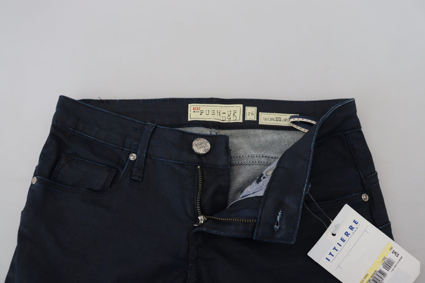 Acht Blaue Baumwolle Skinny niedrige Taille Frauen Casual Denim Jeans