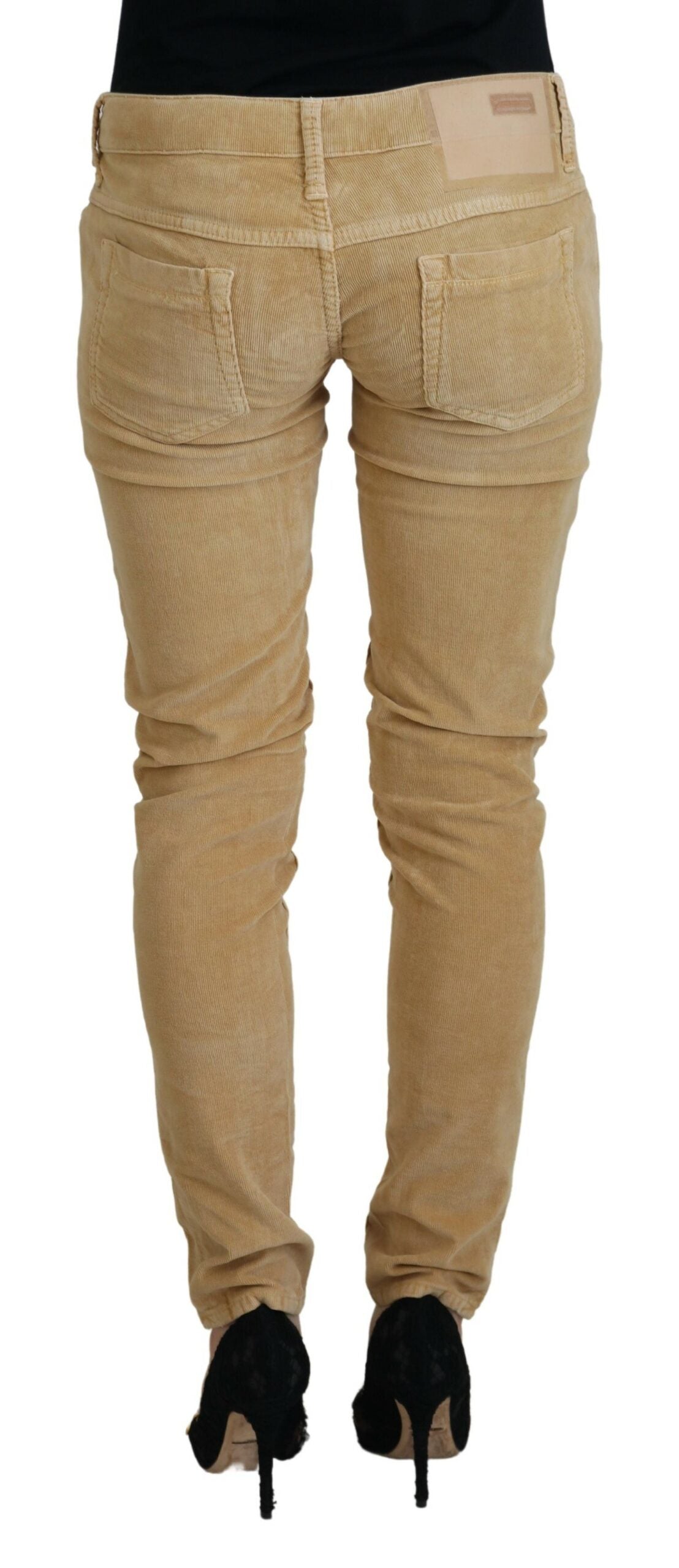 Acht Brauner Baumwollcord mit niedriger Taille für Frauen Casual Jeans