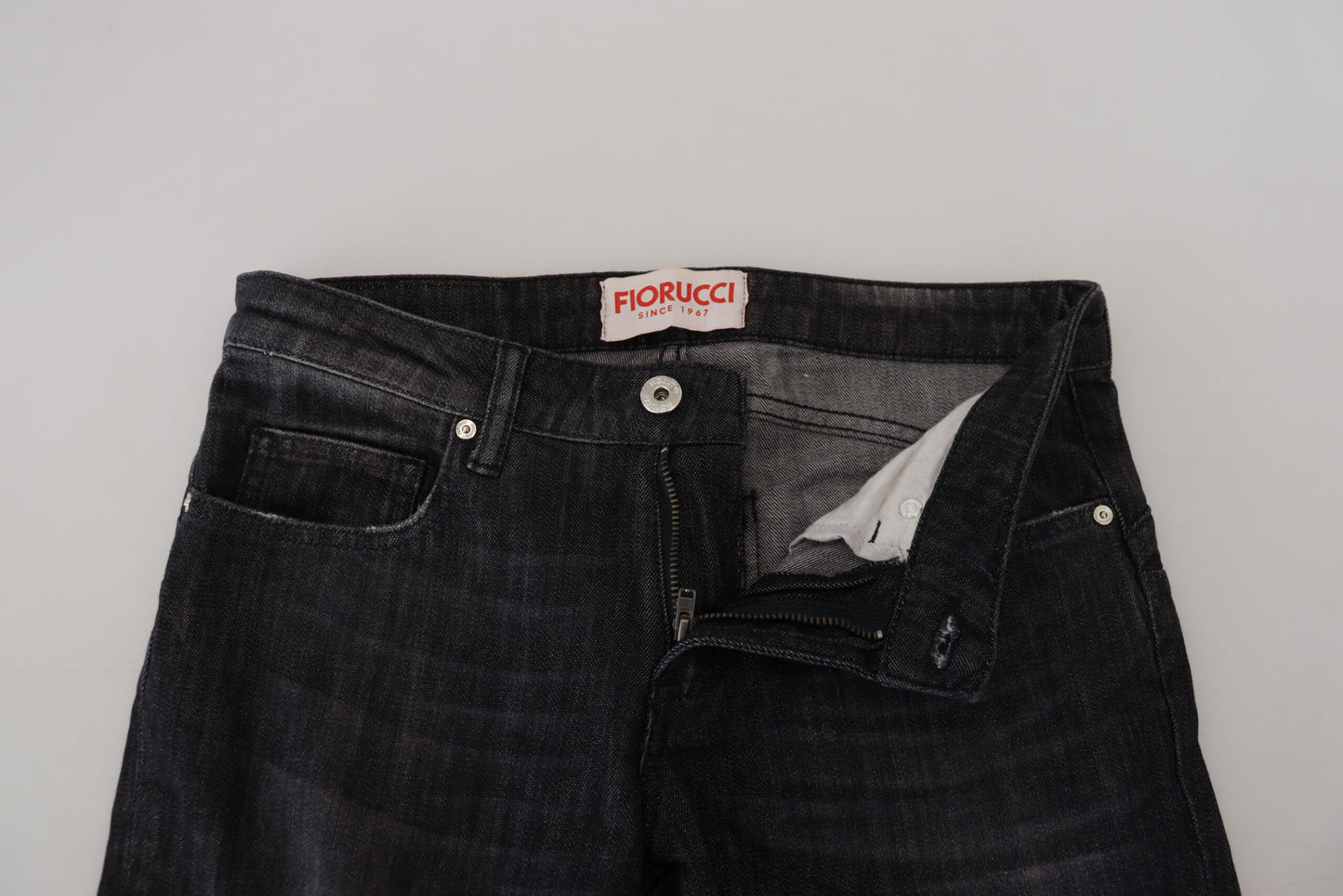Fiorucci Schwarz Baumwolle Niedrige Taille Skinny Frauen Casual Jeans
