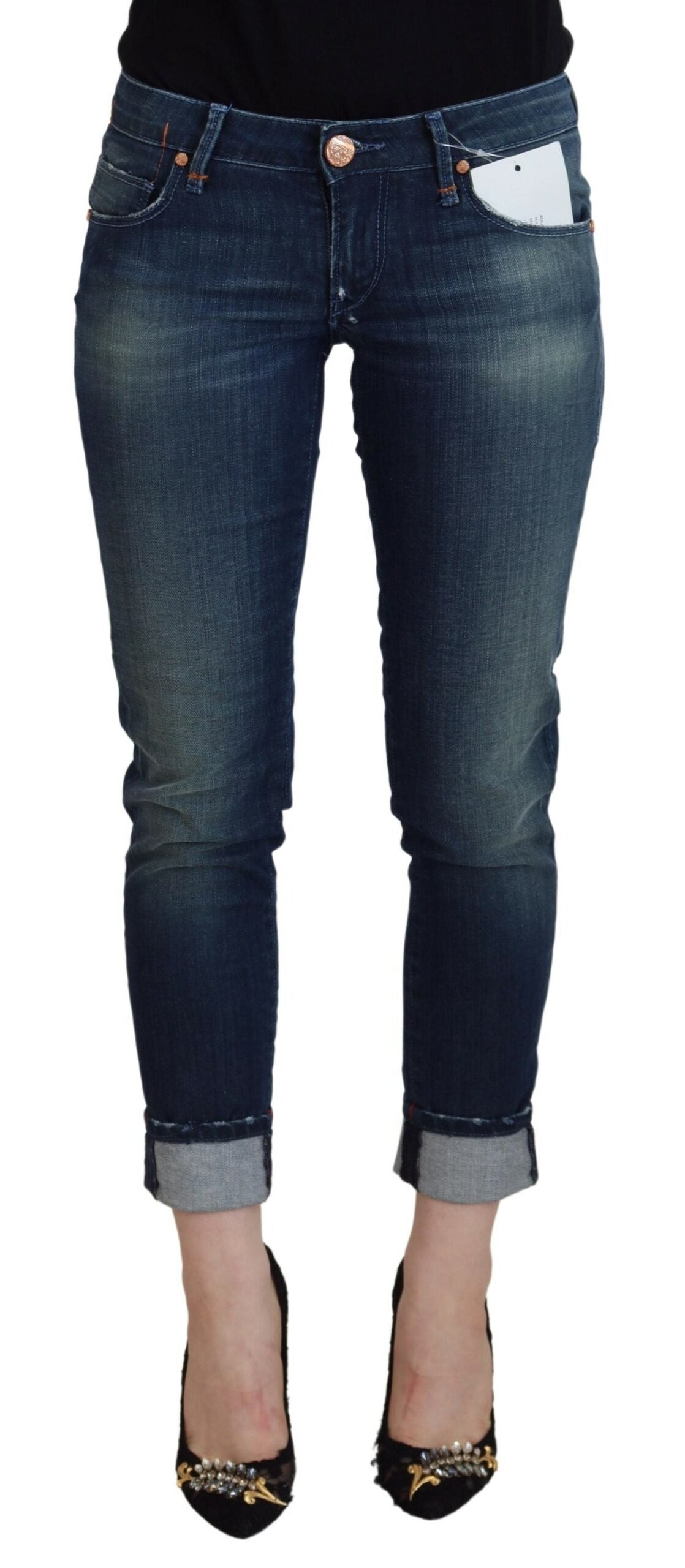 Acht Blaue Baumwolle Slim Fit Damen Casual Denim Jeans