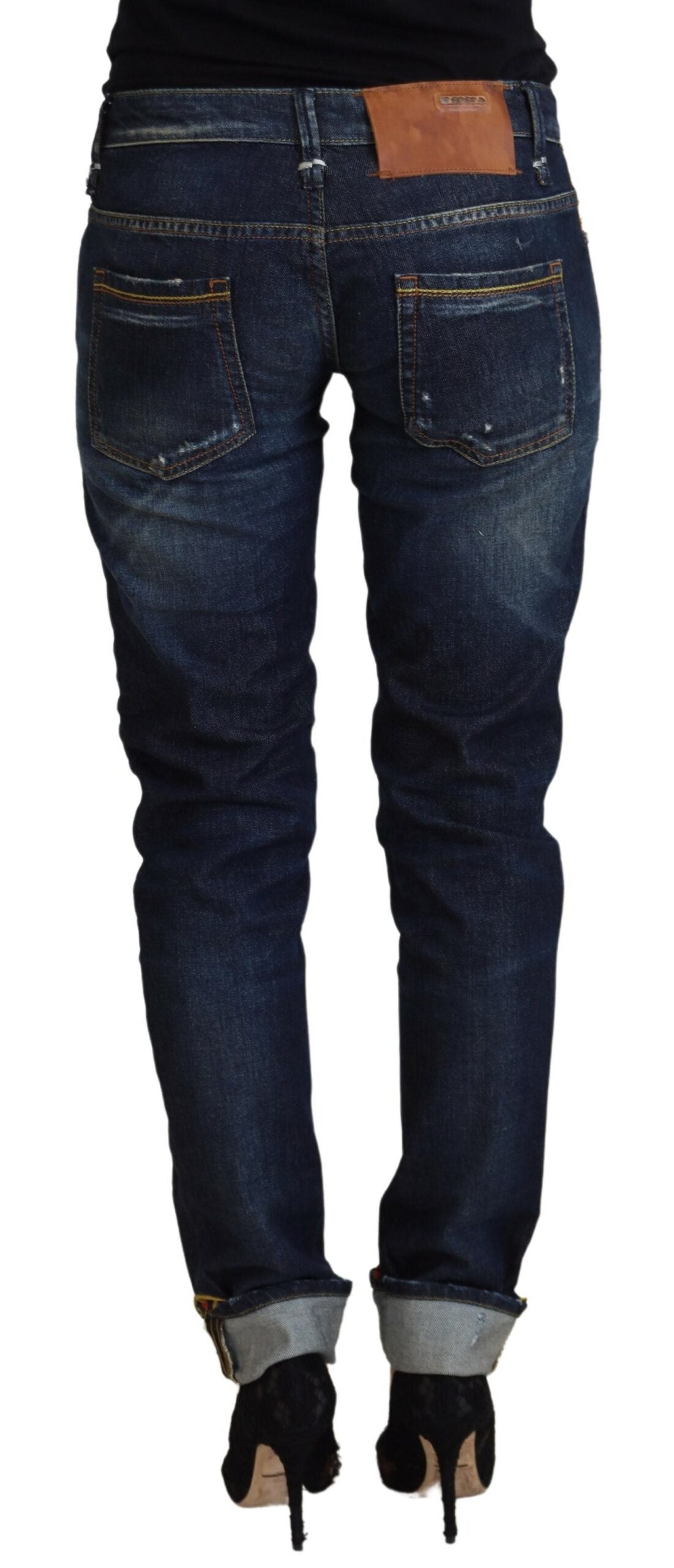 Acht Blaue Baumwolle Slim Fit Damen Casual Denim Jeans