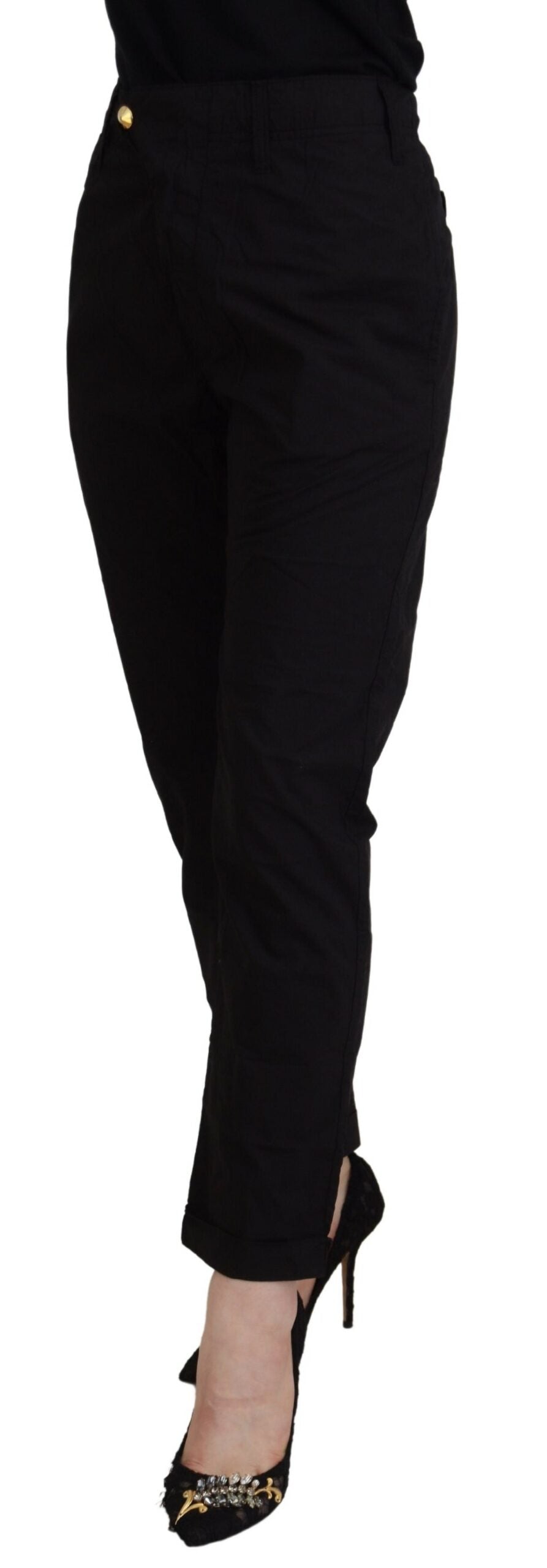 CYCLE Schwarze Baumwolle Baggy Hohe Taille Frauen Hosen