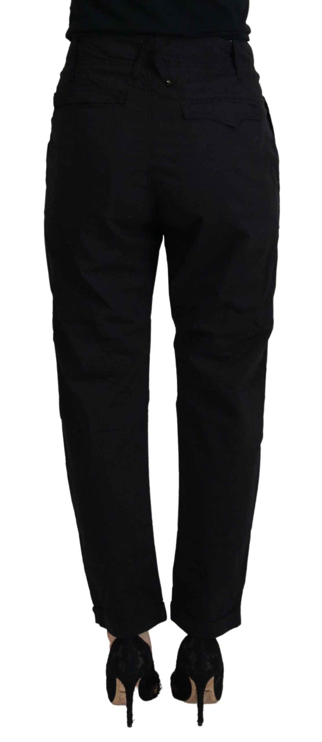 CYCLE Schwarze Baumwolle Baggy Hohe Taille Frauen Hosen