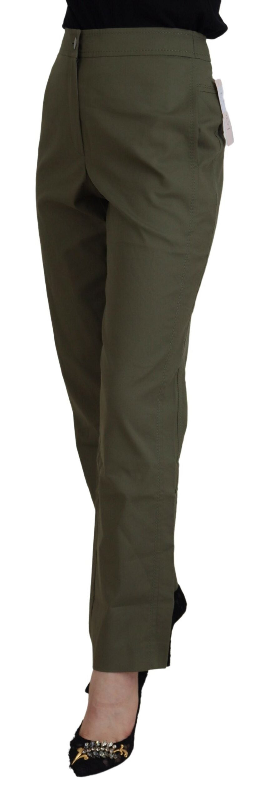 LAUREL Grüne Baumwolle High Waist Damen Tapered Pants