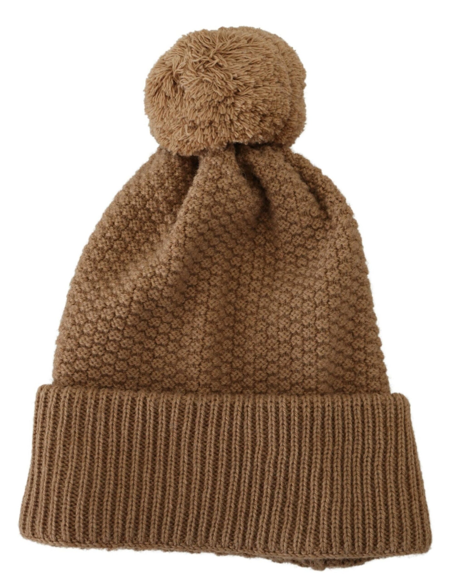Dolce & Gabbana Brown Solid gestrickt Pelz Ball Winter Beanie Hut