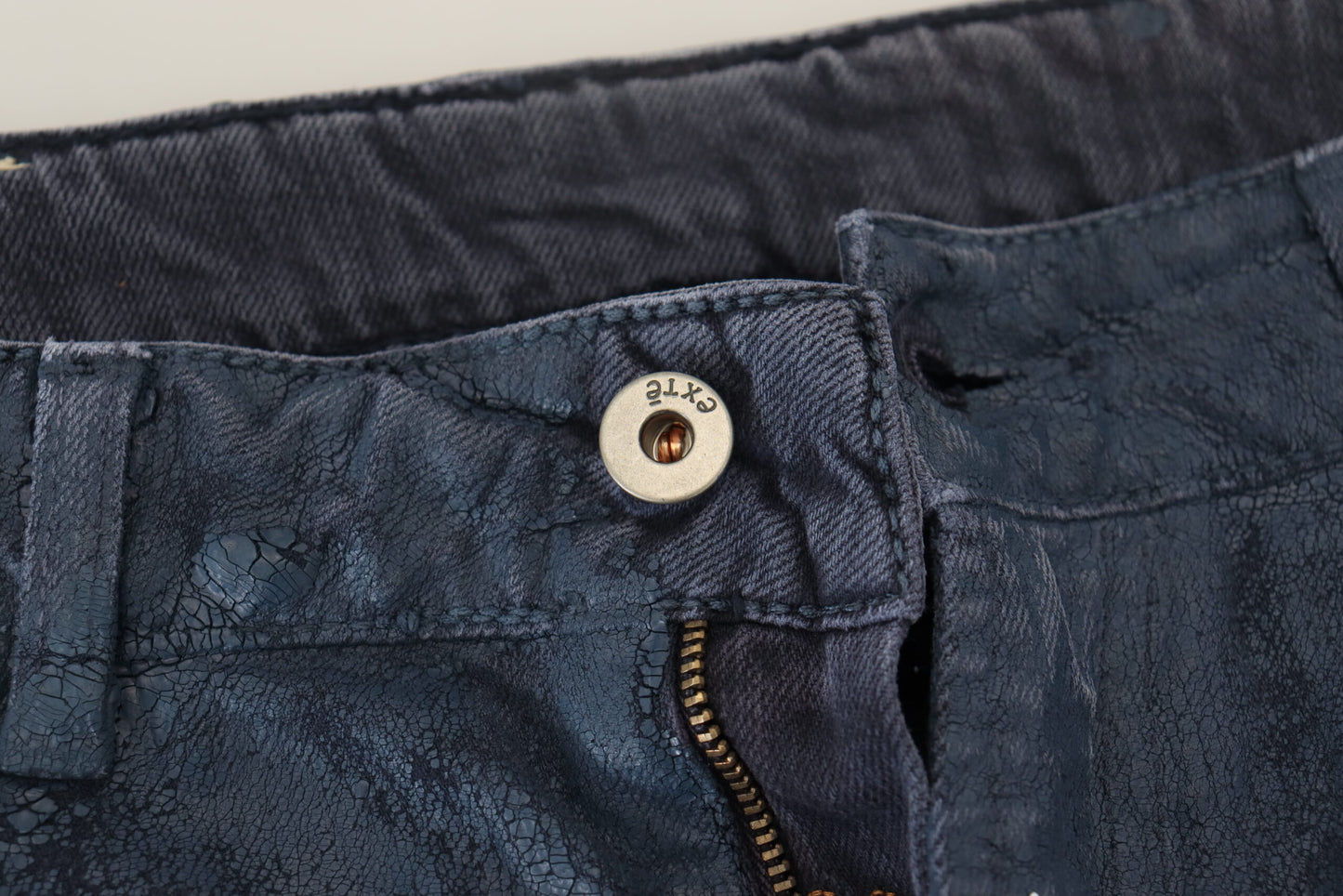 Exte Blaue Baumwolle Tapered Slim Fit Herren Casual Denim Jeans