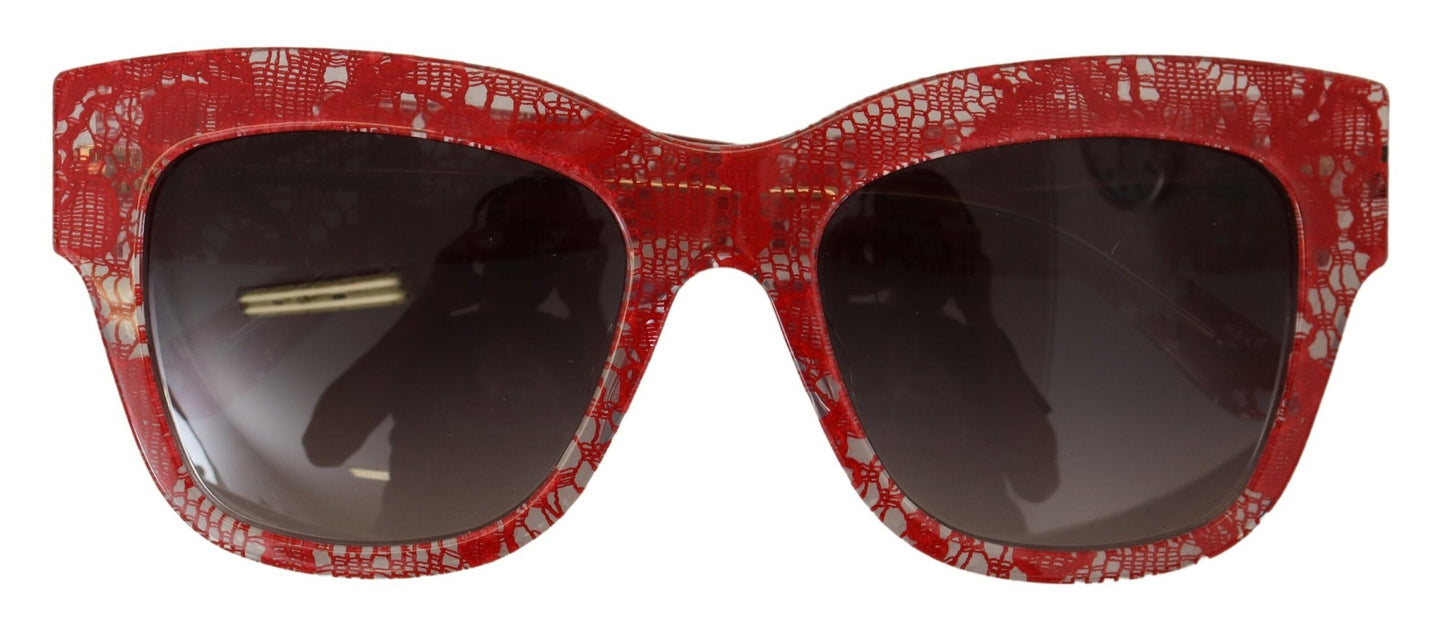 Dolce & Gabbana Rote Sonnenbrille DG4231F Spitze Acetat Rechteck Shades