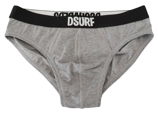 Dsquared² Graue DSURF Logo-Baumwoll-Stretch-Herren-Slip-Unterwäsche