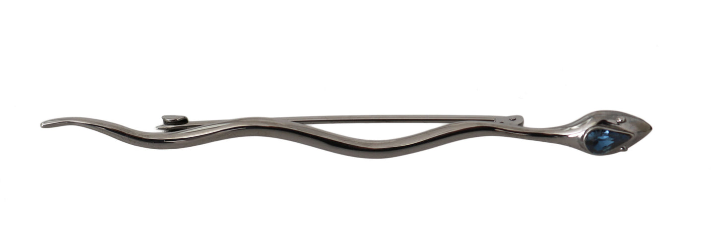Dolce & Gabbana Silber Messing Kristall Spilla Serpente Brosche Pin