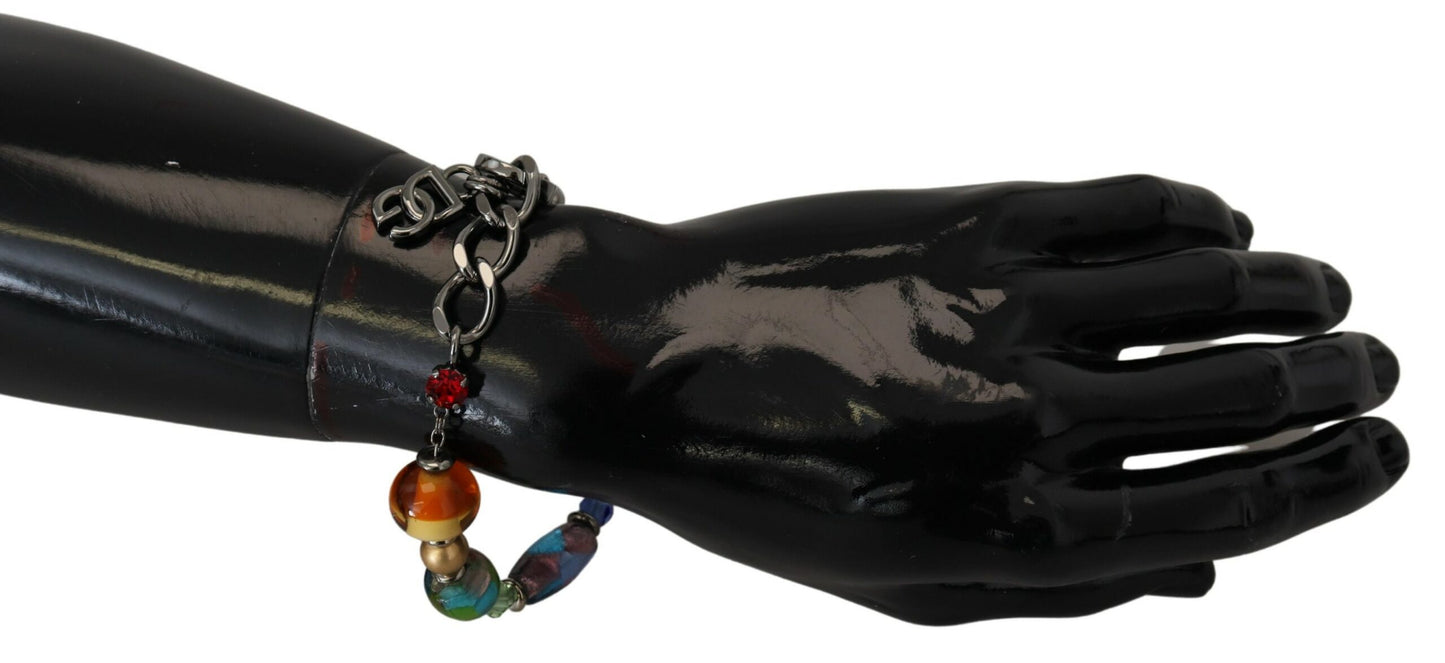 Dolce & Gabbana multicolor Silber Kette Messing Perlen Karabinerverschluss Armband