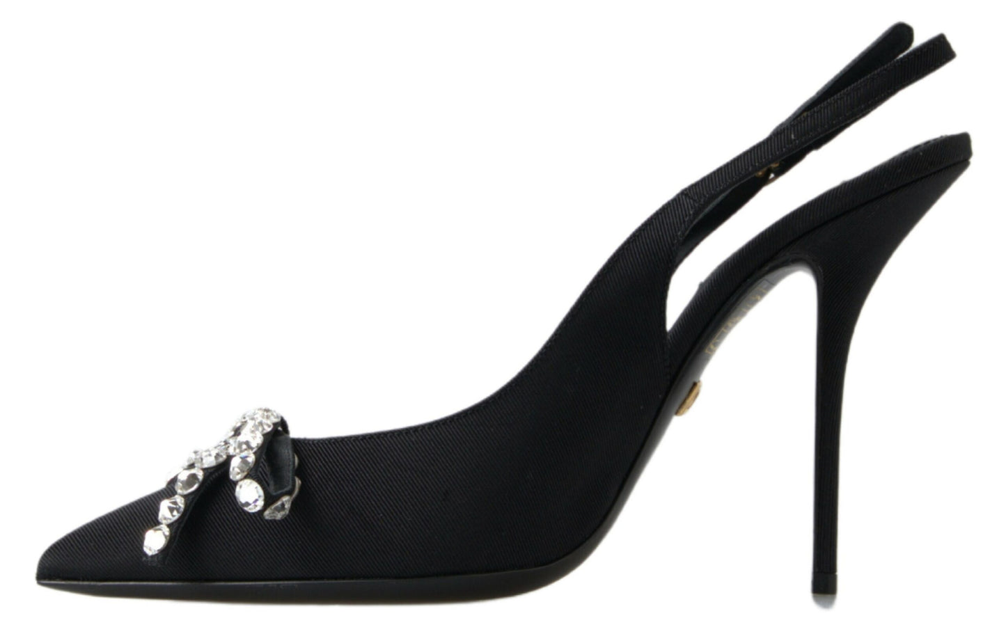 Dolce & Gabbana Schwarze kristallverzierte Schuhe mit Slingback-Absatz