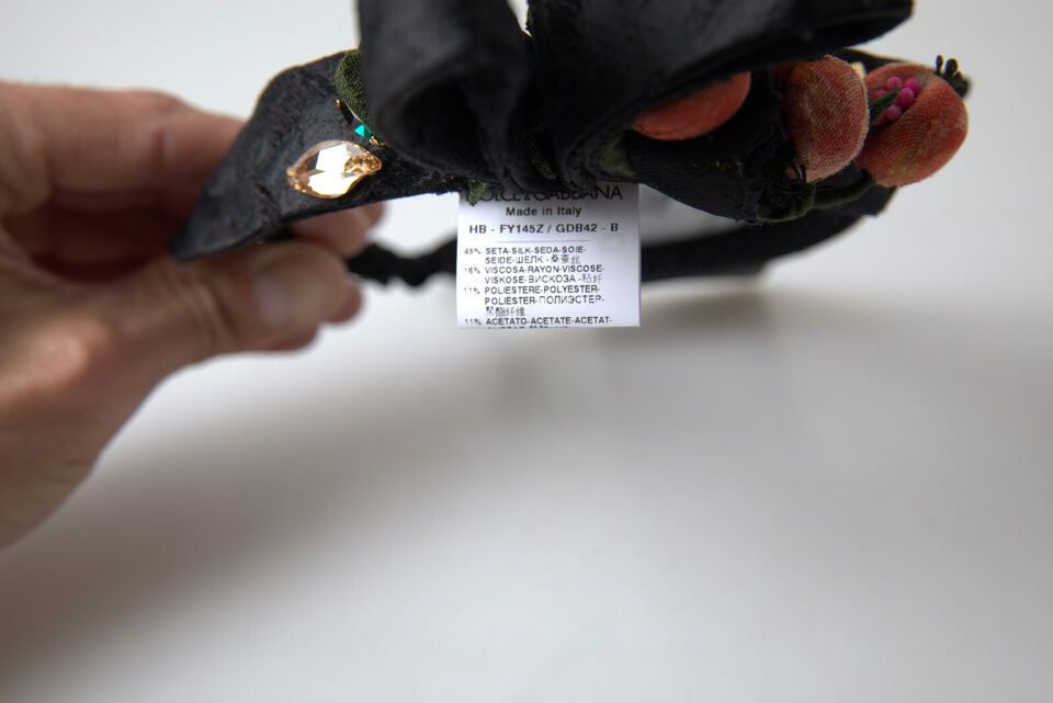 Dolce & Gabbana Schwarz mit multicolor Feigenfrucht Kristall Diadem Stirnband