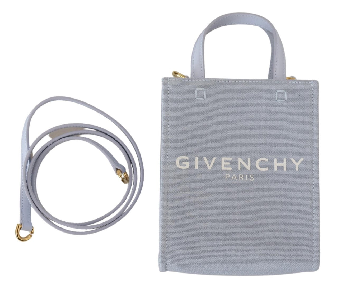 Givenchy Vertikale Wolke Mini-Umhängetasche aus blauem beschichtetem Canvas