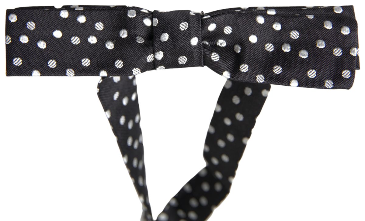 Dolce & Gabbana Schwarze Polka Dot Seide Verstellbare Männer Hals Papillon Fliege